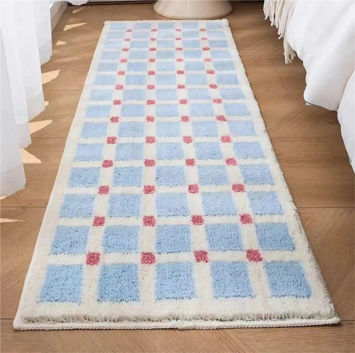 Modern Geometric Flocked Bath Rug