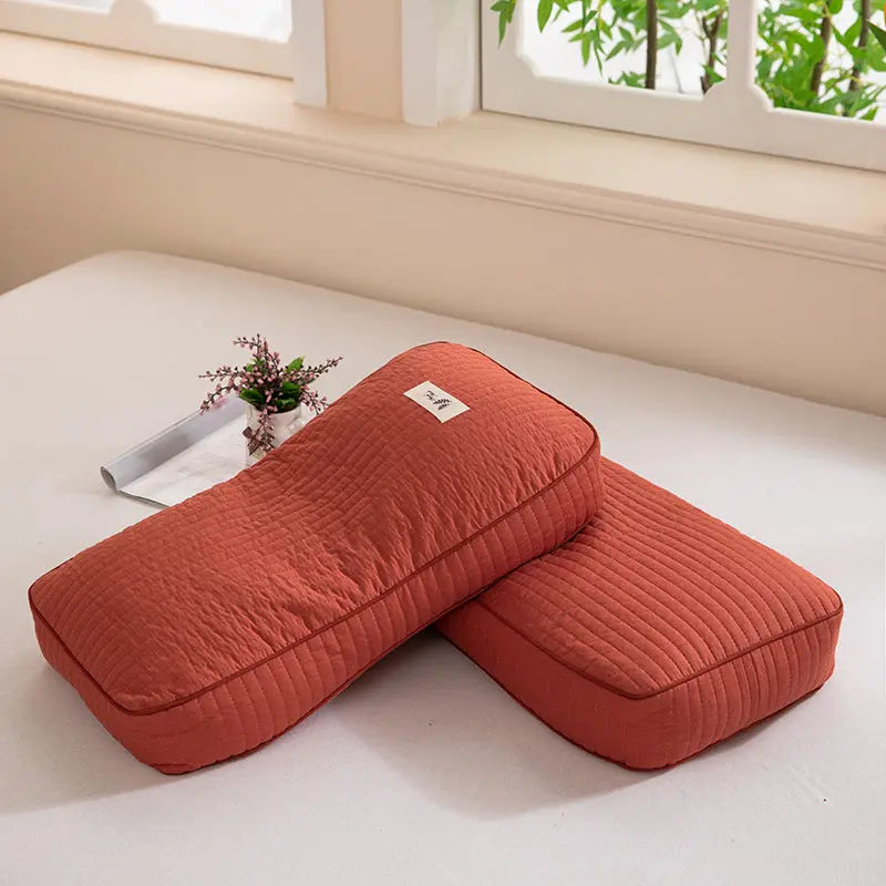 Buckwheat hull pillow in Brick Red
