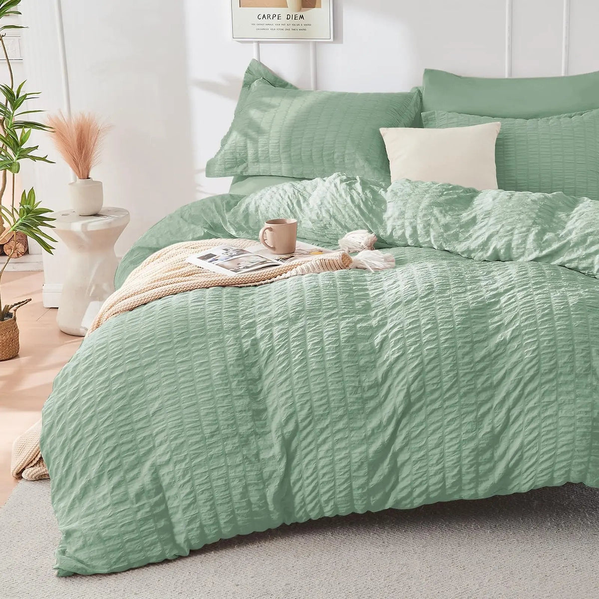 Japanese Seersucker Microfiber Duvet Cover Set