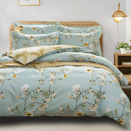 Scandinavian Botanical Cotton Duvet Cover Set
