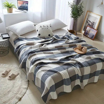 Scandinavian Plaid Cotton Quilt