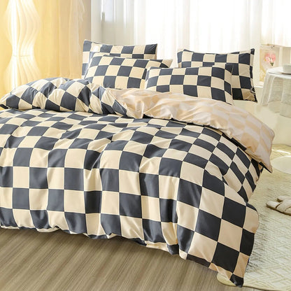 Scandinavian Checkered Bedding Set (4 Pcs)