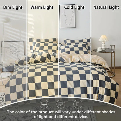 Scandinavian Checkered Bedding Set (4 Pcs)