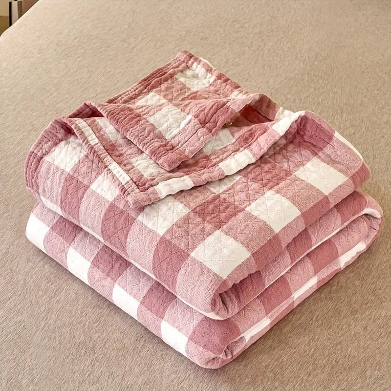 Scandinavian Plaid Cotton Quilt