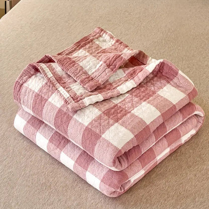 Scandinavian Plaid Cotton Quilt