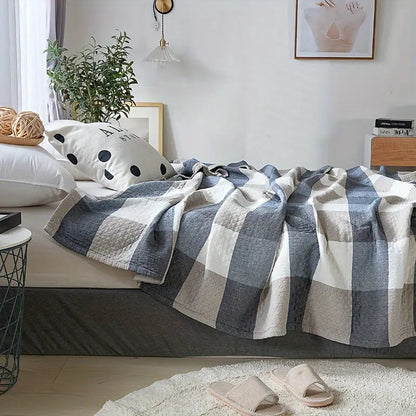 Scandinavian Plaid Cotton Quilt