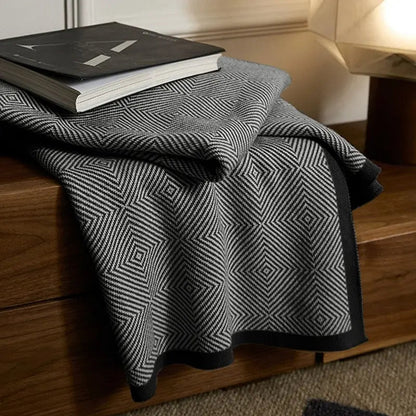 Scandinavian Herringbone Knit Throw Blanket
