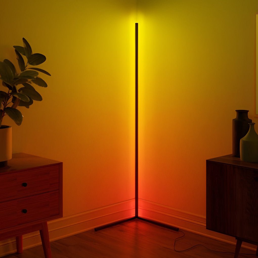 Corner lamp in a bedroom