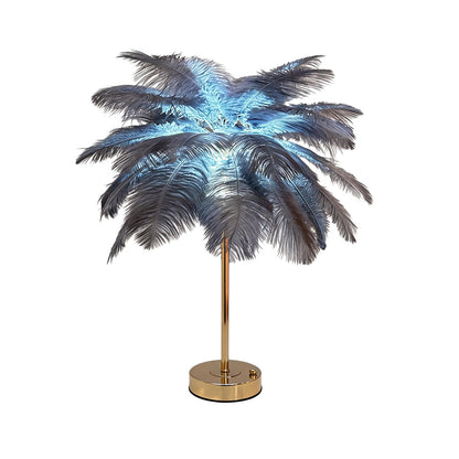 French Ostrich Feather Table Lamp