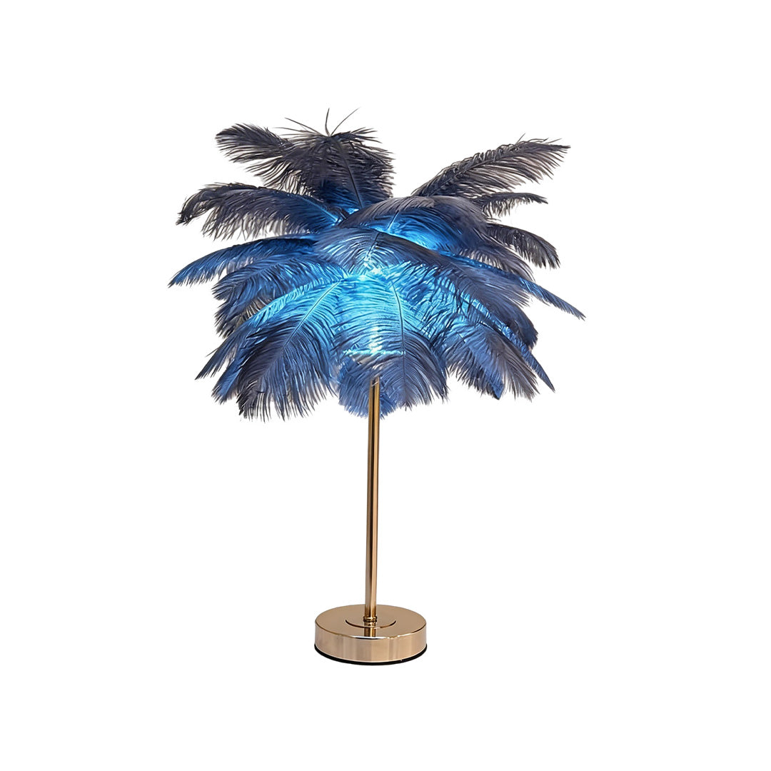 French Ostrich Feather Table Lamp