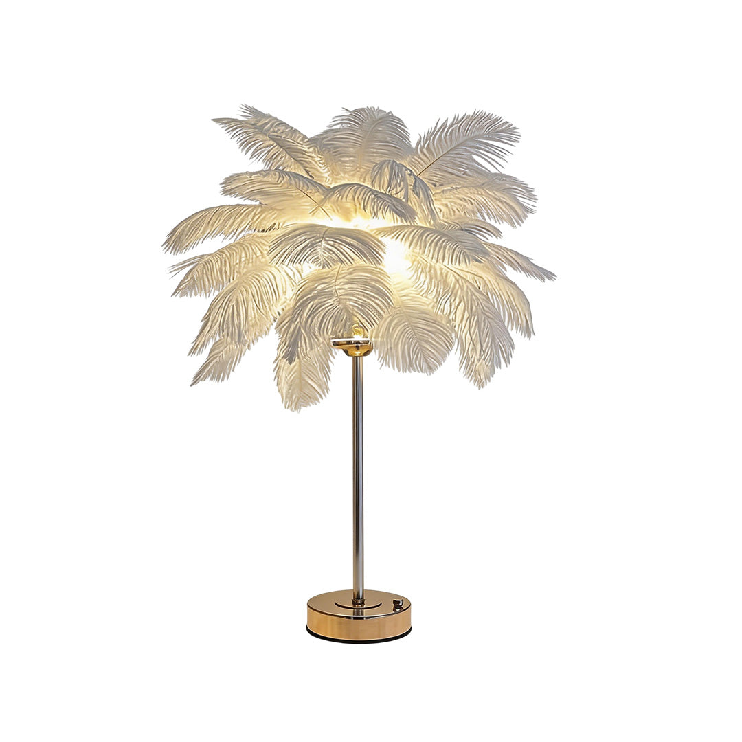French Ostrich Feather Table Lamp