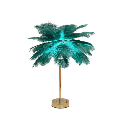 French Ostrich Feather Table Lamp