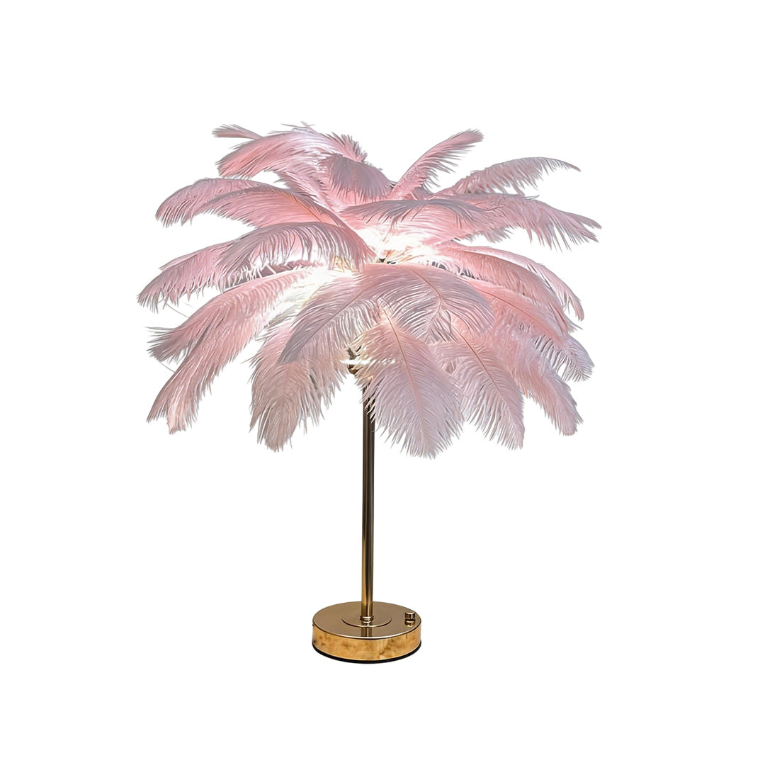 French Ostrich Feather Table Lamp