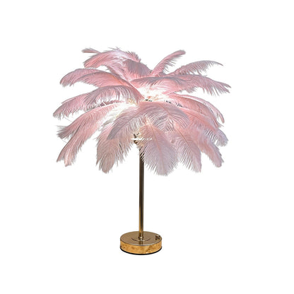French Ostrich Feather Table Lamp
