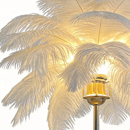 French Ostrich Feather Table Lamp