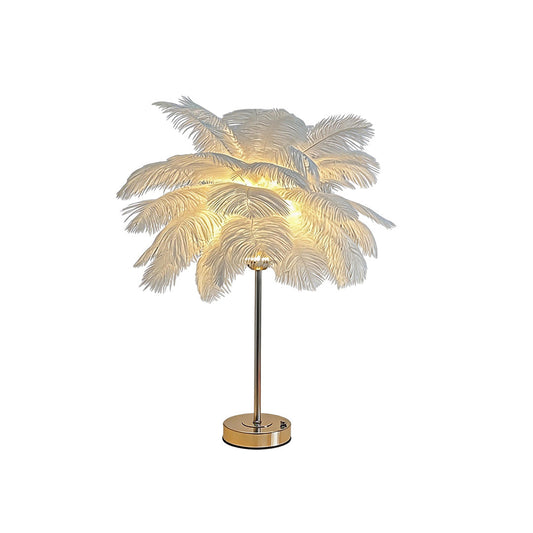 French Ostrich Feather Table Lamp