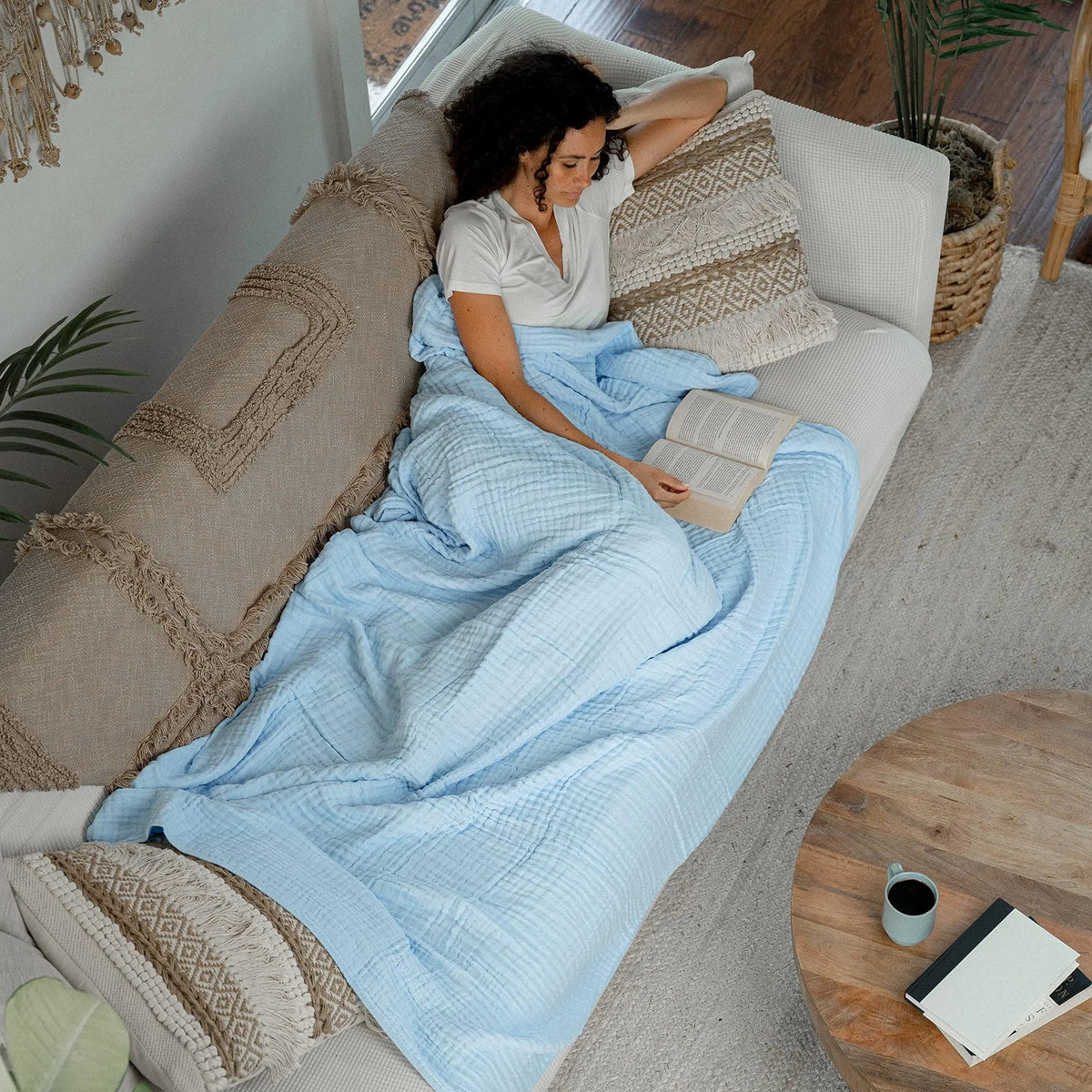 Modern Six-Layer Cotton Muslin Throw Blanket