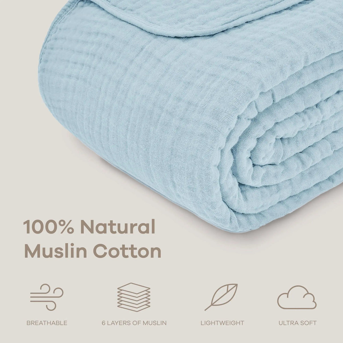 Modern Six-Layer Cotton Muslin Throw Blanket