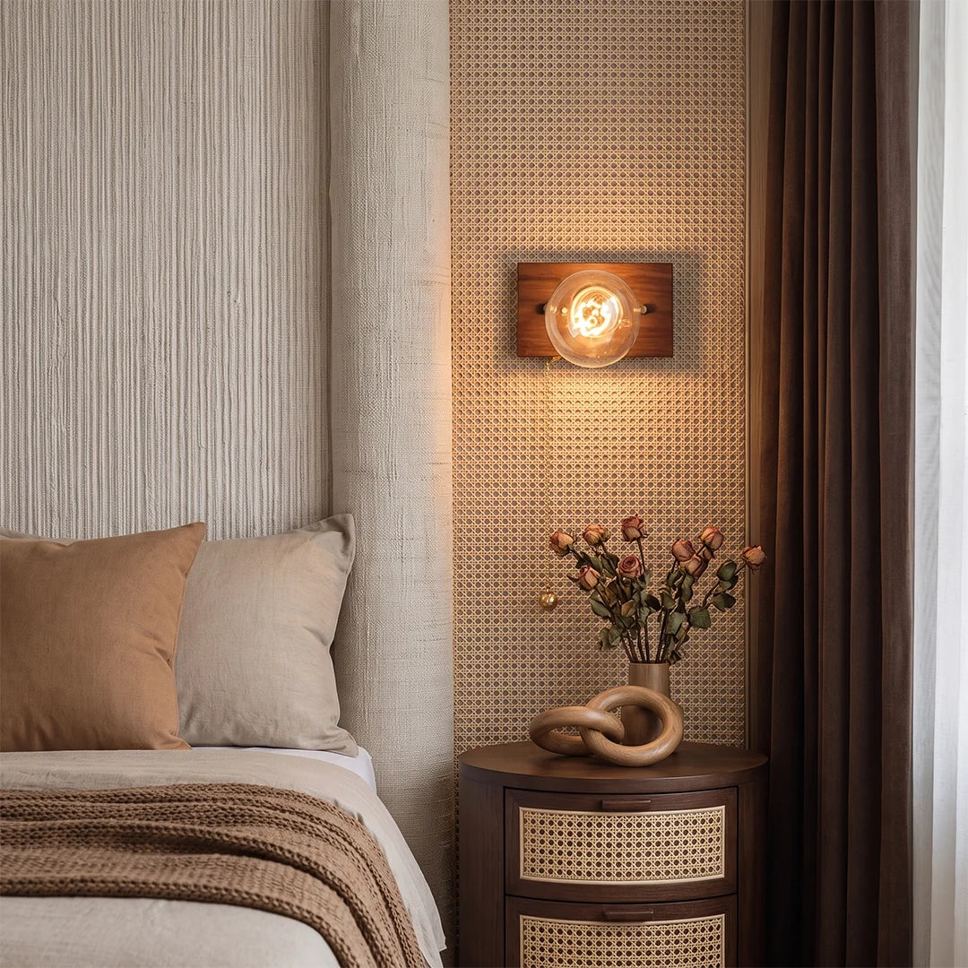 Noce Walnut and Brass Bedside Wall Light
