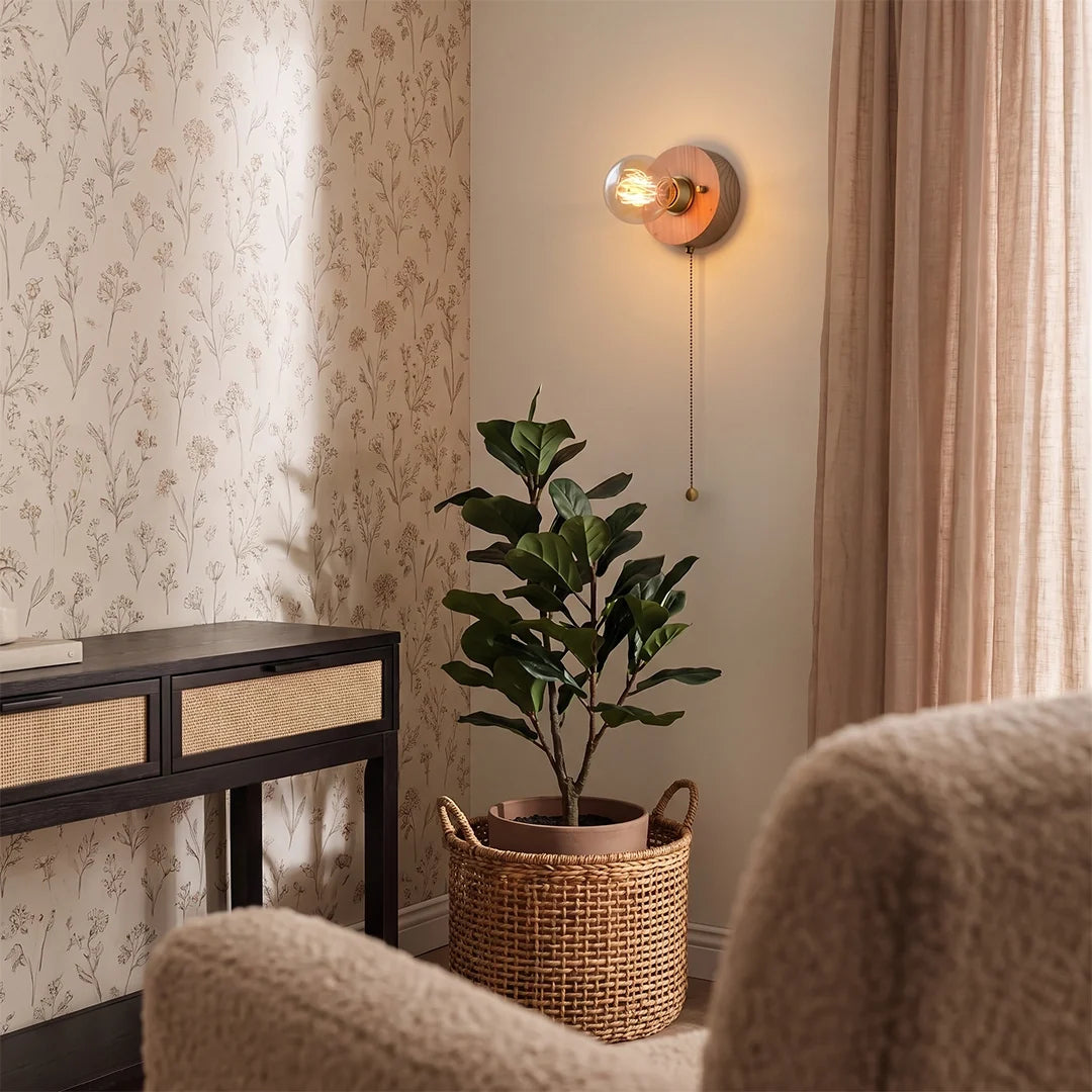 Noce Walnut and Brass Bedside Wall Light