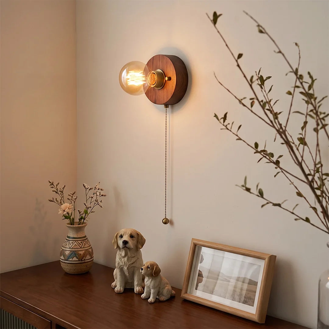 Noce Walnut and Brass Bedside Wall Light