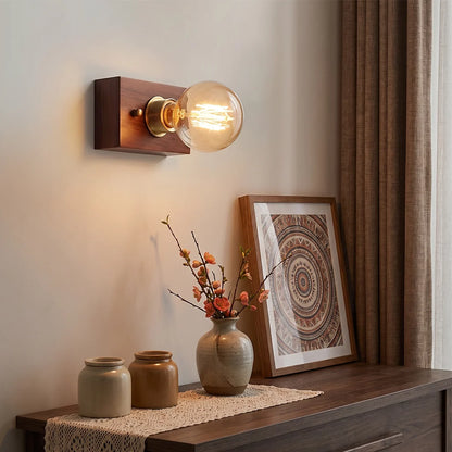 Noce Walnut and Brass Bedside Wall Light