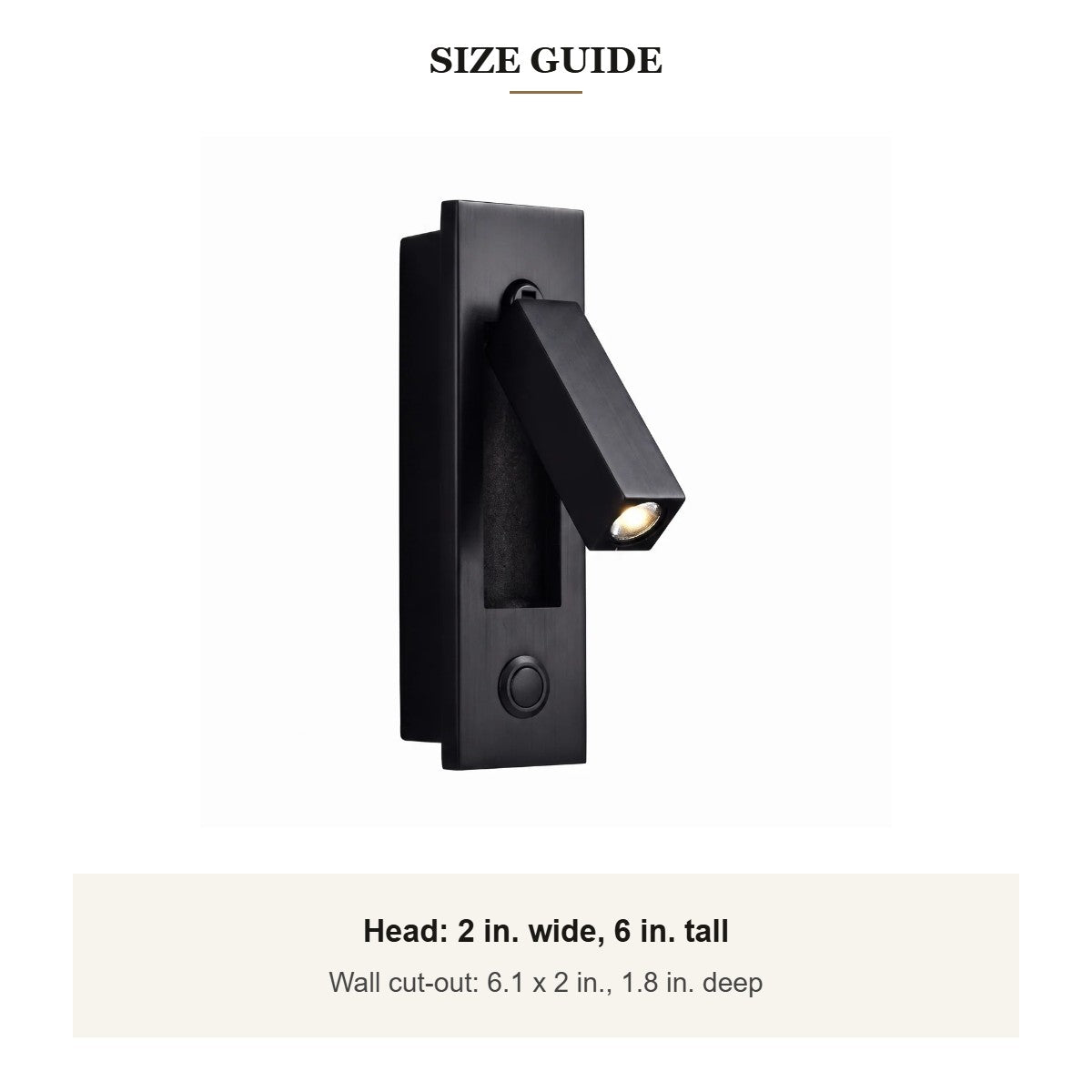 Lumo recessed wall light size guide