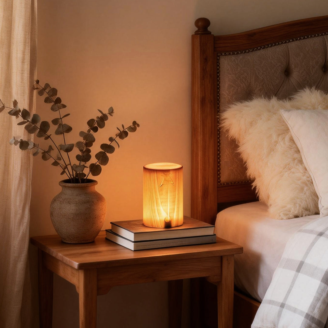 Cubo Wood Grain LED Night Lamp