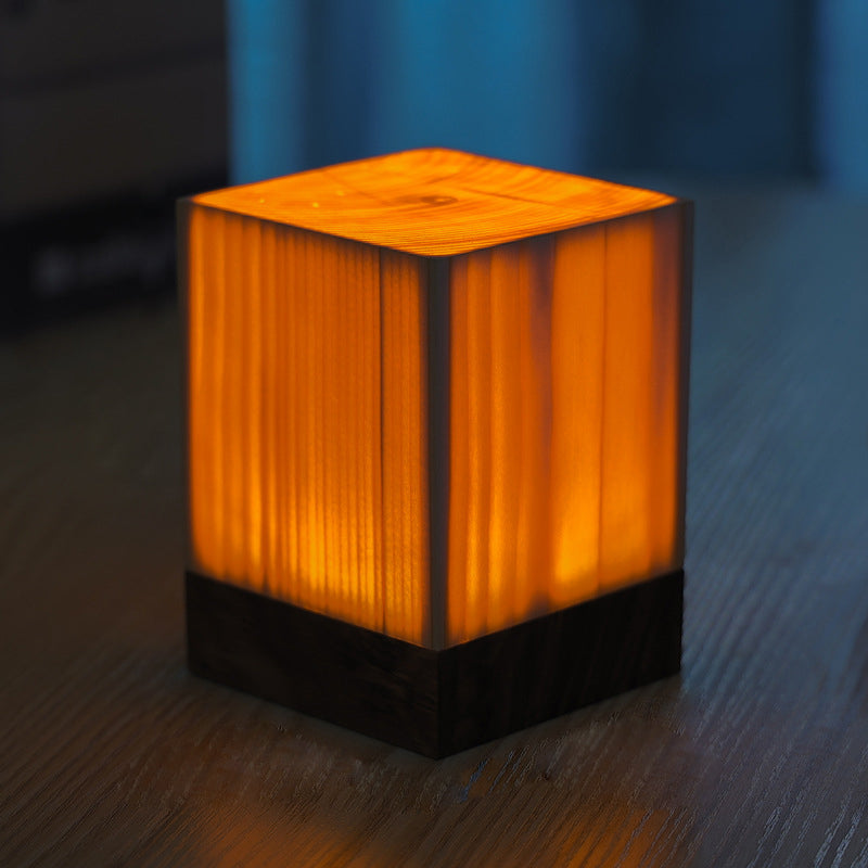 Cubo Wood Grain LED Night Lamp