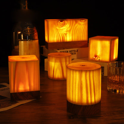 Cubo Wood Grain LED Night Lamp