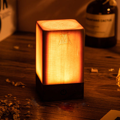 Cubo Wood Grain LED Night Lamp