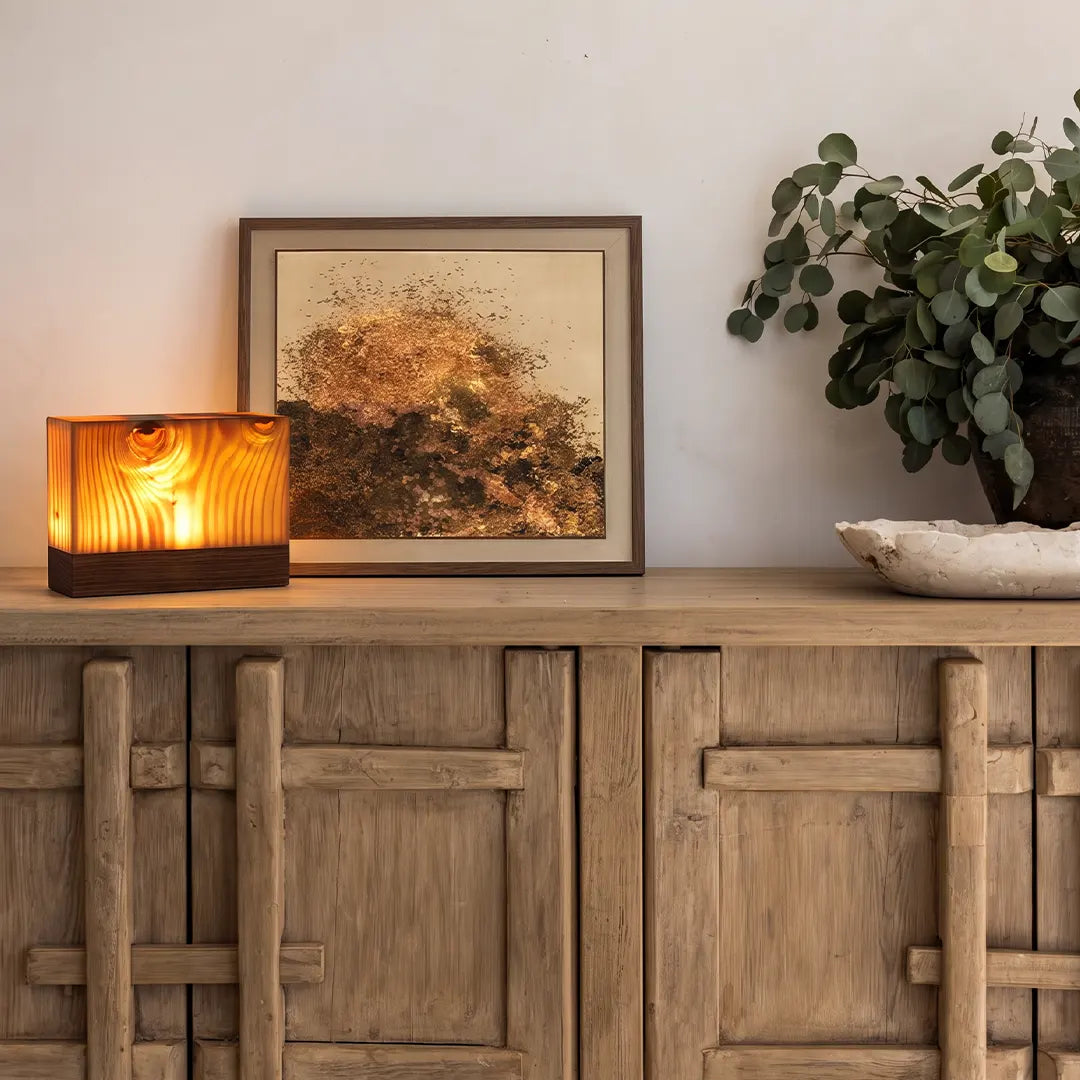 Cubo Wood Grain LED Night Lamp