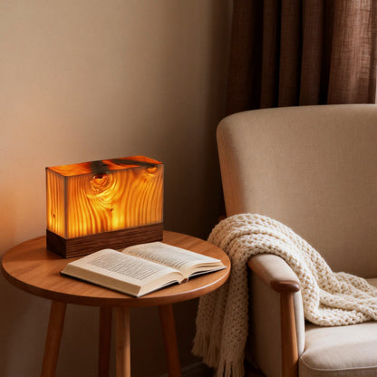 Cubo Wood Grain LED Night Lamp