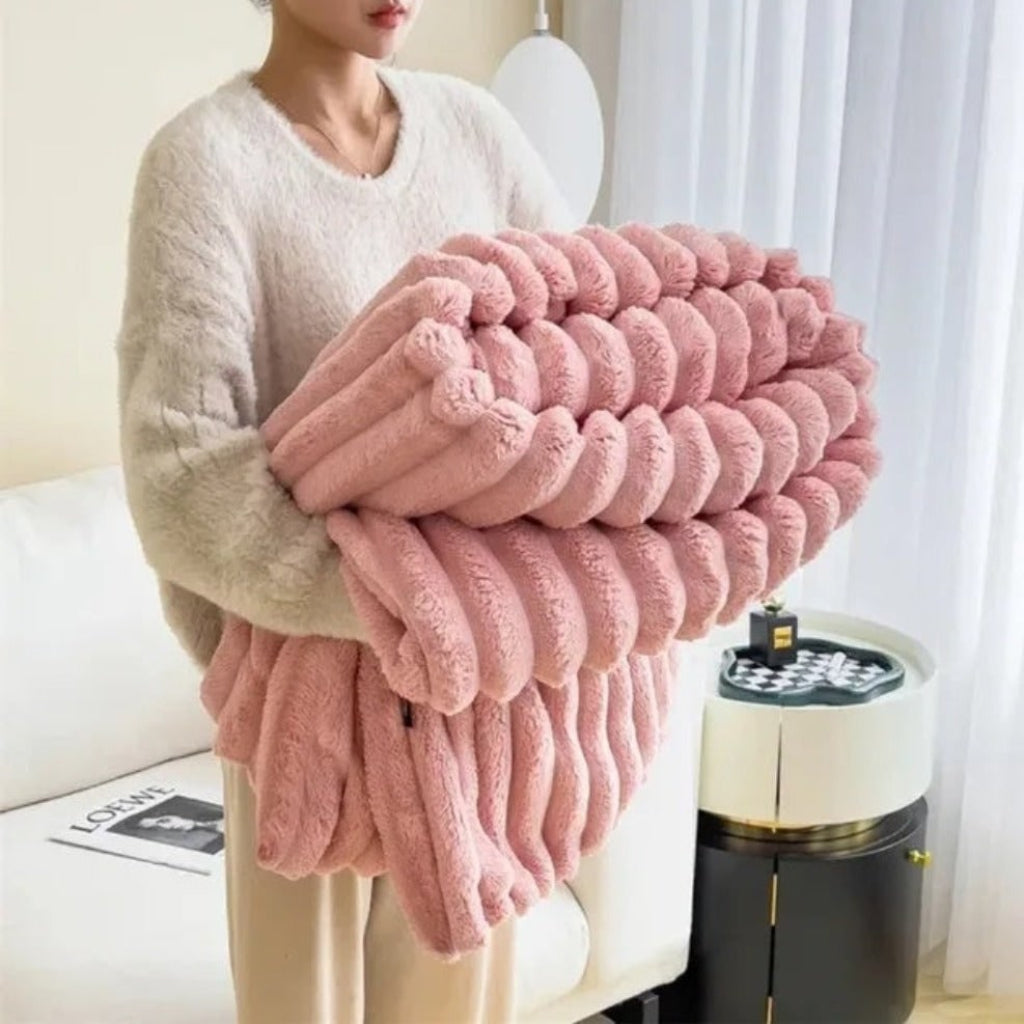 Scandinavian Textured Plush Throw Blanket