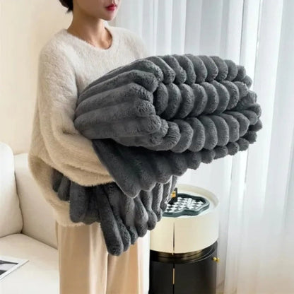 Scandinavian Textured Plush Throw Blanket