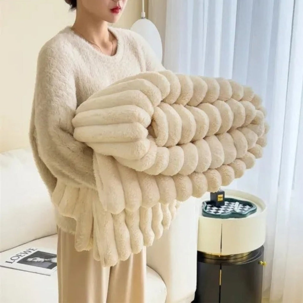Scandinavian Textured Plush Throw Blanket