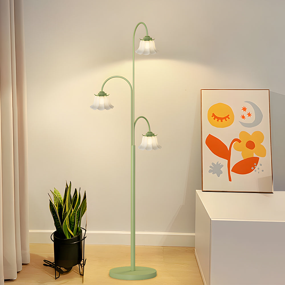 Tulip floor lamp by a white sofa