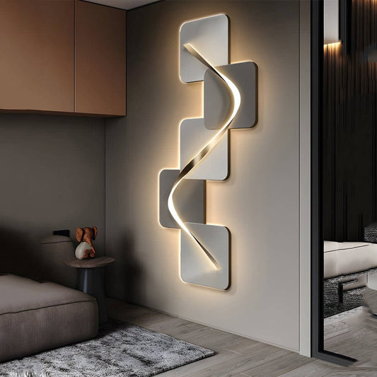 Marea wave LED wall art in a bedroom