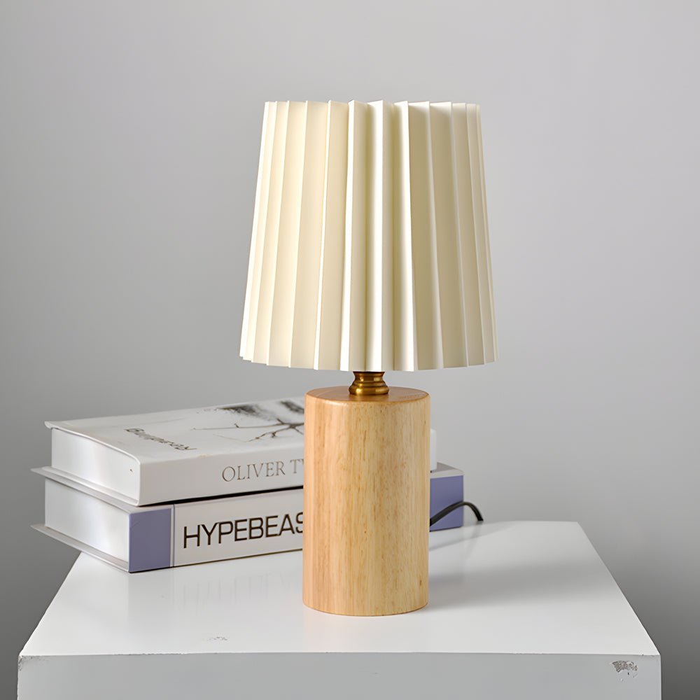 Japanese Pleated Wood Table Lamp