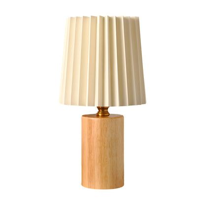 Japanese Pleated Wood Table Lamp