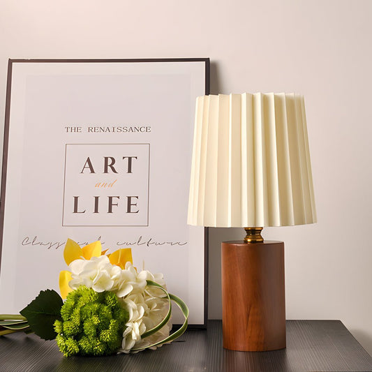 Japanese Pleated Wood Table Lamp