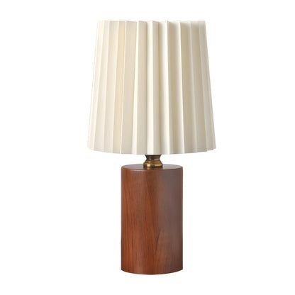 Japanese Pleated Wood Table Lamp