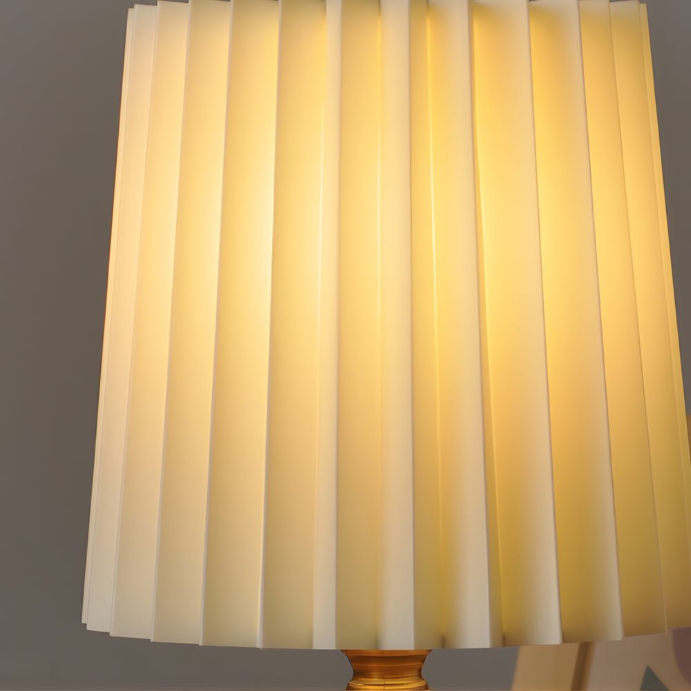 Japanese Pleated Wood Table Lamp